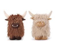 Qxiao 8inch Highland Cow Animals Plush Toy Realistic Scottish Highland Cows Plush Doll Soft Cuddly High land Cow Farm Toy Stuffed Animals Soft Toys for Farm Home Bedroom Decor Kids