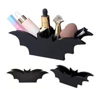 Qxiao Bat Brush Holder Gothic Wooden Makeup Organizer for Vanity Desk Wooden Bat Pen Holder Spooky Home Office Pencil Brushes Organizer Gothic Makeup Organizers Halloween Decor for Party Home Bedroom