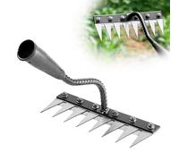 Qxiao Iron Weeding Rake Heavy Duty Garden Rake 8 Teeth Carbon Steel Manual Tools Landscaping Rakes Metal Garden Rakes Sharp Durable Lawn Leveling Weeding Tool for Backyard Lawn Loosening (No handle)