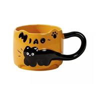 Qxiao Stackable Cat Mug 380ml/13OZ Tea Coffee Cups Cute Stackable Ceramic Coffee Mugs New Bone China Tea Mugs Funny Animal Cups Novel Creative Cartoon Designs Mug Great Gift for Cat Lovers & Kids