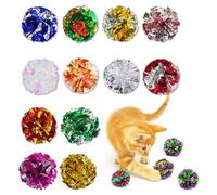 QXINQ 12 Pcs Foil Cat Toys, 3.8-5 Cm Cat Crinkle Balls for Kittens