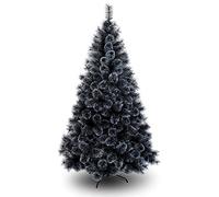 QXIWAOE Encrypted Pine Needle Xmas Pine Tree Automatic Christmas Trees With Solid Metal Legs,Luxury Artificial Christmas Tree-Black 120Cm,Black,210cm(7ft)