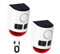 QXMH Solar Outdoor Motion Sensor Alarm-110db Loud Noise Maker,4 Work Modes Strobe Light with USB for Home, Villa,Yard,Chicken coop,Farm,Barn,Say Goodbye to The Intruders