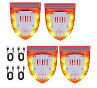 QXMH Solar Outdoor Motion Sensor Alarm-129db Dog Barking & Gunshot Sound USB Charge,Gunshot Sound Alarm Motion Detector Noise Maker Warning Lamp for Home Yard Barn (4 Pack)