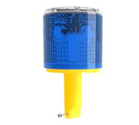 QXMH Solar Strobe Warning Light, LED Outdoor Blue Construction Traffic Safety Sign, 360° Full Burst Flash, 50 Flashes/Min, IP65 Waterproof, Pole Mount