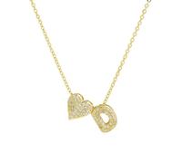 Qxmiguel 2-pack 26 English Letter Necklace Zirconium Diamond Heart Shape Letter Pendant Necklace Suitable Compatible with Gifts Compatible with Women(Style 4)