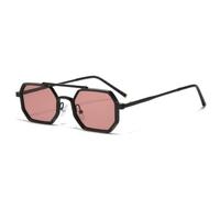 Qxmiguel Back-to-school Sun Glasses Narrow Metal Frame Polygon Rectangle Sunglasses Womens Mens Retro 80s 90s Skinny Sunnies(Nero)