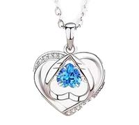 Qxmiguel Guardian Heart Necklace Dynamic Heart-shaped Pendant Clavicle Chain Personalized Jewelry Suitable for Gifts for Women(Blue diamond)