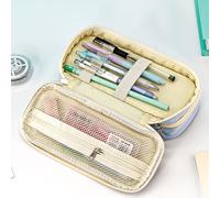 Qxmiguel Pen Pouch Pencil Big Capacity Pencil Pen Case Office College School Large Storage High Capacity Bag Pouch Holder Box Organizer Stationery Supplies(Blu)