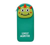 Qxmiguel Pen Pouch Pencil Pencil Case Silicone Pencil Pouch Large Capacity 3D Lovely Monsters Back to School Pencil Case Compatible with Teenage Boys and Girls Stationery Supplies(Grn)