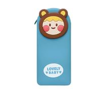 Qxmiguel Pen Pouch Pencil Pencil Case Silicone Pencil Pouch Large Capacity 3D Lovely Monsters Back to School Pencil Case Compatible with Teenage Boys and Girls Stationery Supplies(Light Blue)