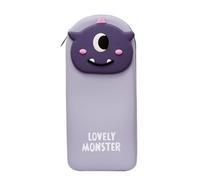 Qxmiguel Pen Pouch Pencil Pencil Case Silicone Pencil Pouch Large Capacity 3D Lovely Monsters Back to School Pencil Case Compatible with Teenage Boys and Girls Stationery Supplies(Light Purple)