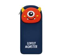 Qxmiguel Pen Pouch Pencil Pencil Case Silicone Pencil Pouch Large Capacity 3D Lovely Monsters Back to School Pencil Case Compatible with Teenage Boys and Girls Stationery Supplies(Donker Blauw)