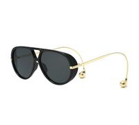 Qxmiguel Retro Round Sunglasses Large-frame Thick-rimmed Frog Mirror UV Protection for Street Photography and Fashion Shows(Black-Gray)