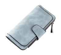 Qxmiguel Wallets Wallet Women Large with Zipper Pocket Slim Card Holder Travel Purse Compatible with Cash Management Leather Wallets Compatible with Women 3 Fold Card Cases(Blu)