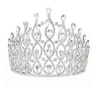 QXMYOO Extra Large Tiaras Tall Pageant Crowns for Women Clear Austrian Crystal Tiara Silver Homecoming Queen Crown Big Rhinestone Headpiece for Birthday Prom Quinceanera Wedding, L, Crystal