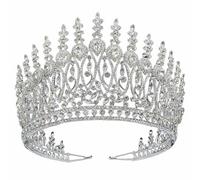 QXMYOO Extra Large Tiaras Tall Pageant Crowns for Women Clear Austrian Crystal Tiara Silver Homecoming Queen Crown Big Rhinestone Headpiece for Birthday Prom Quinceanera Wedding, L, Rhinestone