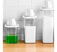 QXPDD Airtight Laundry Detergent Dispenser with Measuring Cup, Clear Laundry Powder Detergent Storage Box, Washing Powder Container Storage Bucket Detergent Box,2300ML