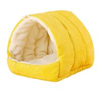 QXPDD Winter Warm Bird Nest House, Comfortable Bird Bed for Cage with Mat, Hanging Hammock Shed Hideaway Hut for Macaws African Grey Parrots Lovebird Parakeets,Yellow S