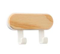 QXPDD Wooden Wall Hooks Hanging Wall Mounted Self-adhesive Multi purpose Coat Hooks for Keys Towel Clothes,White-double row