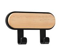 QXPDD Wooden Wall Hooks Hanging Wall Mounted Self-adhesive Multi purpose Coat Hooks for Keys Towel Clothes,Black-double row