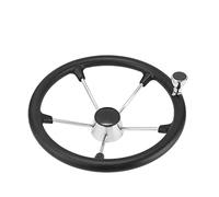 Qxryzp 15.5 Inches Boat Marine Spoke Destroyer Steering Wheel With Black Foam Grip And Knob Boat Rudder(15.5 Inch With Knob)