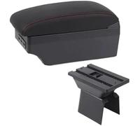 Qxryzp Center Console Armrest Box Armrest Box, for Ford Fusion 2002-2012 for Fiesta Mk5 2002-2008 Car Center Storage with Usb(BLACK C1 red line 7USB)