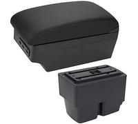 Qxryzp Center Console Armrest Box Car Armrest Box, for Ford for Fiesta 2011-2018 Interior Details Retrofit Parts Accessories Centre Console Storage(BLACK A2 Black Line 7usb)