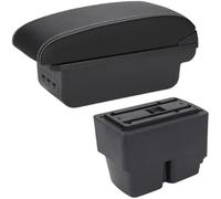 Qxryzp Center Console Armrest Box Car Armrest, for Ford for Fiesta Mk7 2010 09-17 Storage Box Interior Details Accessories(BLACK B3 Black white 3USB)