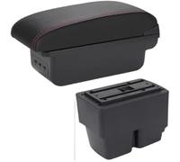 Qxryzp Center Console Armrest Box Storage Box Interior Details Accessories Car Armrest, for Ford for Fiesta Mk7 09-17 2016 2015(BLACK B2 Black line 3USB)