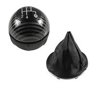 Qxryzp Gear Knob, for Fiat, 500 500C 2007 2008 2009 2010 2011 2012 2013 2014 2015 2016 2017 2018 Chrome Shift Gaiter Boot Cover Case Gear Shift Knob(Black 5 Speeda+d)