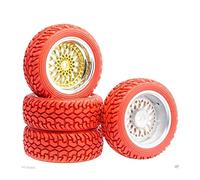 Qxryzp Plating Wheel Offset 3mm Rally Tires 1:16 On-Road Car Off Road Tyres For Rc Vehicles(Red)