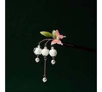 QXSJEDYCH hairpin Flower Hair Stick,Purple Bell Orchid Ancient Style Hair Stick Butterfly Tassel Wooden Hairpin Chinese Hair Styling Chopsticks Jewelry(D)