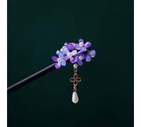 QXSJEDYCH hairpin Flower Hair Stick,Purple Bell Orchid Ancient Style Hair Stick Butterfly Tassel Wooden Hairpin Chinese Hair Styling Chopsticks Jewelry(C)