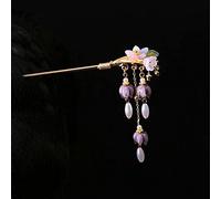QXSJEDYCH hairpin Flower Hair Stick,Purple Bell Orchid Ancient Style Hair Stick Butterfly Tassel Wooden Hairpin Chinese Hair Styling Chopsticks Jewelry(J)