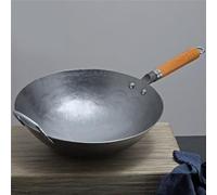 QXSJEDYCH Heavy Iron Wok Traditional Hand-Forged Cast Iron Wok Non-Stick Pan Non-Coating Gas Cooker Kitchen Cookware(32cm)