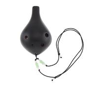 QXSJEDYCH Ocarina 6 Holes Alto Tone C Ocarina Ceramic Black Pottery Flute Instrument with Hang Rope Flute(Bk)
