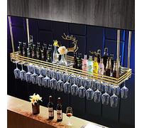 QXSLLONS Ceiling Hanging Wine Glass Rack European Style LOFT Wine Bottle Holder Decoration Stemware Goblet Shelf for Bars (color : Gold, Size : 100 * 35cm)