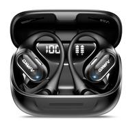 QXUFV Open-Ear Headphones, Bluetooth 5.4 Wireless Earbuds Deep Bass, 48H True Wireless Bluetooth Earphones with Mic, Adjustable Earhook Open Ear Earbuds, IPX7 Waterproof Earphones for Running/Fitness
