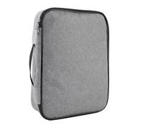 QXUJI Bible Cover, Bible Case, Three Layers Carrying Book Case with Handle and Zippers, Large Bible Church Bag with Strap, for Men and Women, Gray, 14.57 Inch x 11.02 Inch