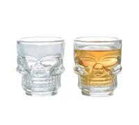 QXWD 1/2Pcs Skull Head Shot Glass Cup Creative Clear Crystal Wine Cup Liquor Beer Steins for Party Bar Halloween