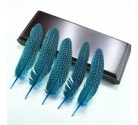 QXWD 10Pcs Natural Guinea Fowl Feathers Jewelry Making Spotted Pheasant Feather Decoration Wedding Handicraft Accessories