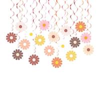 QXWD 30Pcs Sweet Daisy Flower Theme Spiral Banner Bohemia Swirl Hanging Garland Kids Birthday Baby Wedding Party Decor