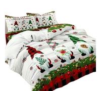 QXWD 3pcs Fashion Duvet Cover Set, Plaid Christmas Gnomes Print Bedding Set, Soft Comfortable Duvet Cover, Bedroom, Room