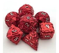 QXWD 7Pcs Metal Dices Maze Patterns Polyhedral Mold Set for Number Gift Multicolour Retro Gold Copper Electrophoresis Red