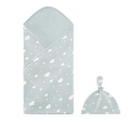 QXWD Babies Sleeping Bags with Cap Baby Cocoon Swaddle Wrap Envelope Cotton 0-12 Months Baby Blanket Swaddling Wrap Sleeps
