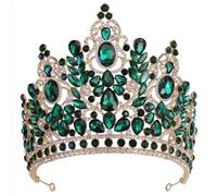 QXWD Big Luxury Crystal Bride Wedding Crown Large Rhinestone Drop Queen Tiara Party Stage Show Hair Accessory