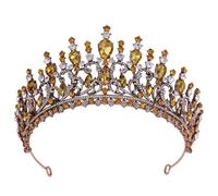 QXWD Bronze Branches Crystal Bridal Crown Tiaras Noble Rhinestone Diadem Veil Tiara Bride Headbands Wedding Hair Accessories