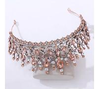 QXWD Bronze Branches Crystal Bridal Crown Tiaras Noble Rhinestone Diadem Veil Tiara Bride Headbands Wedding Hair Accessories