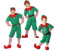 QXWD Children and adults Christmas elf costumes, Santa Claus costume sets, green elves, Halloween cosplay